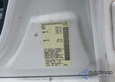 2013 Nissan Altima 2.5 Sl из США, поврежденный, VIN 1N4AL3AP8DC245227